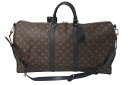 【極美品】LOUIS VUITTON ルイ・ヴィトン キーポルバンドリエール55 ボストンバッグ M56714 モノグラムマカサー ブラック ブランド レディー...