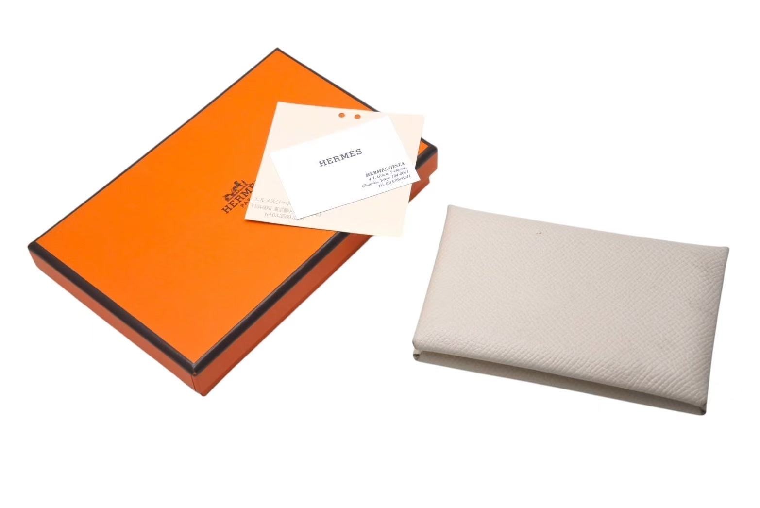 HERMES エルメス カルヴィ デュオ ヴォーエプソン カードケース ベトン Y刻印 美品 中古 4c074834