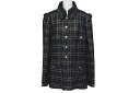 CHANEL シャネル ツイード ラメ ハサミモチーフボタン チェック ジャケット P32182 ブラック サイズ48 美品 中古 4c075433