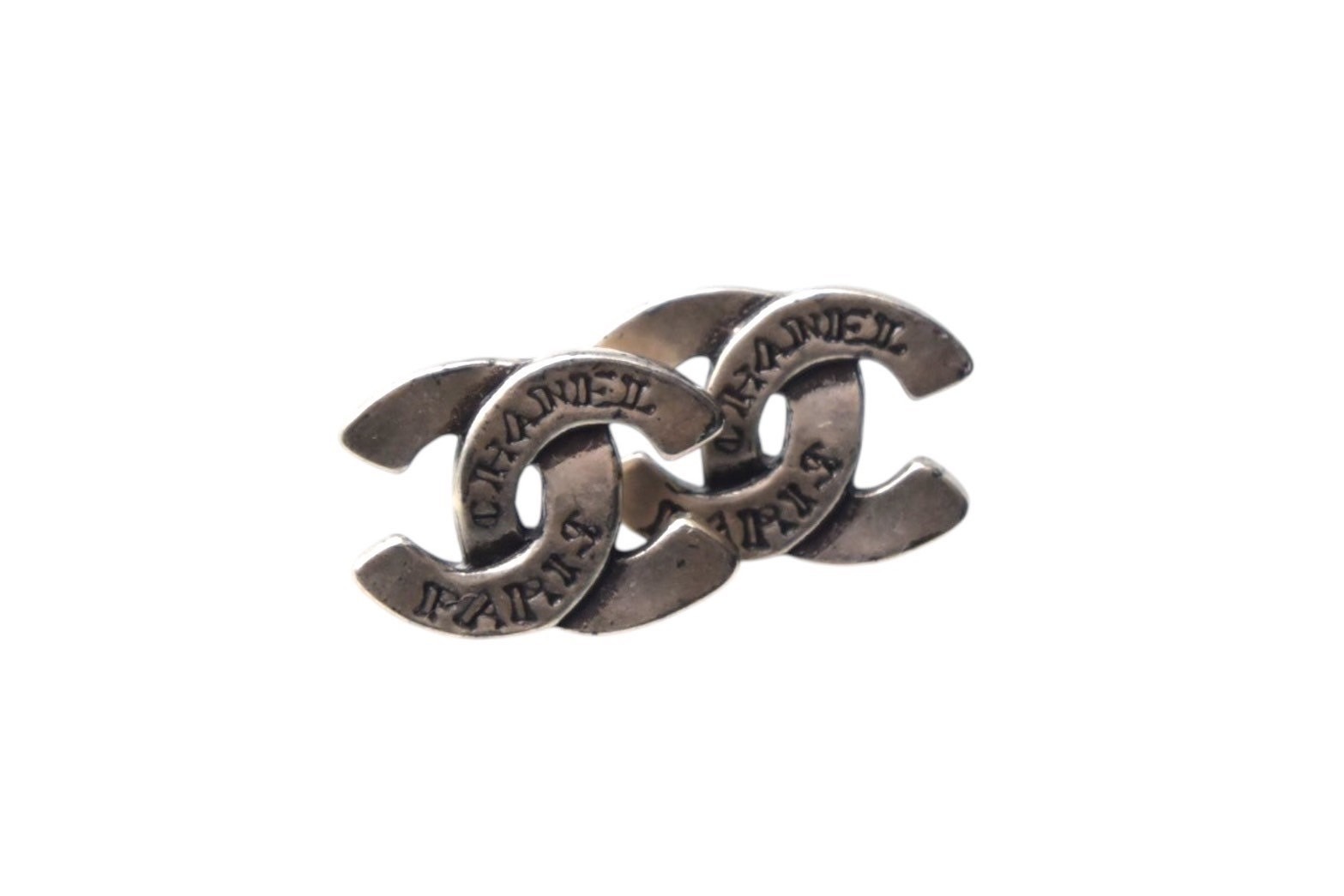 CHANEL シャネル ピアス ココマーク PARIS アルファベット 99A刻印 シルバー ブラック 1.1g 美品 中古 4c075476