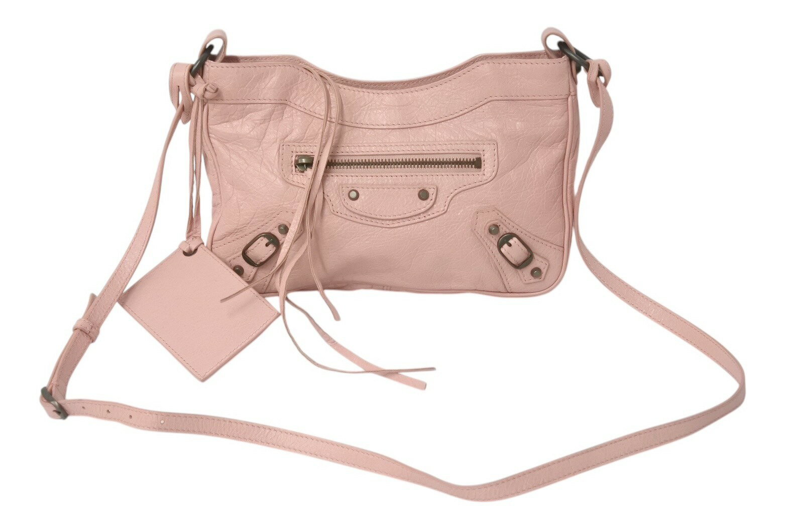 【極美品】BALENCIAGA バレンシアガ ザ ゲッタウェイ ショルダーバッグ 242803 6820 ピンク レザー ブラックメタル金具 中古 4c075641