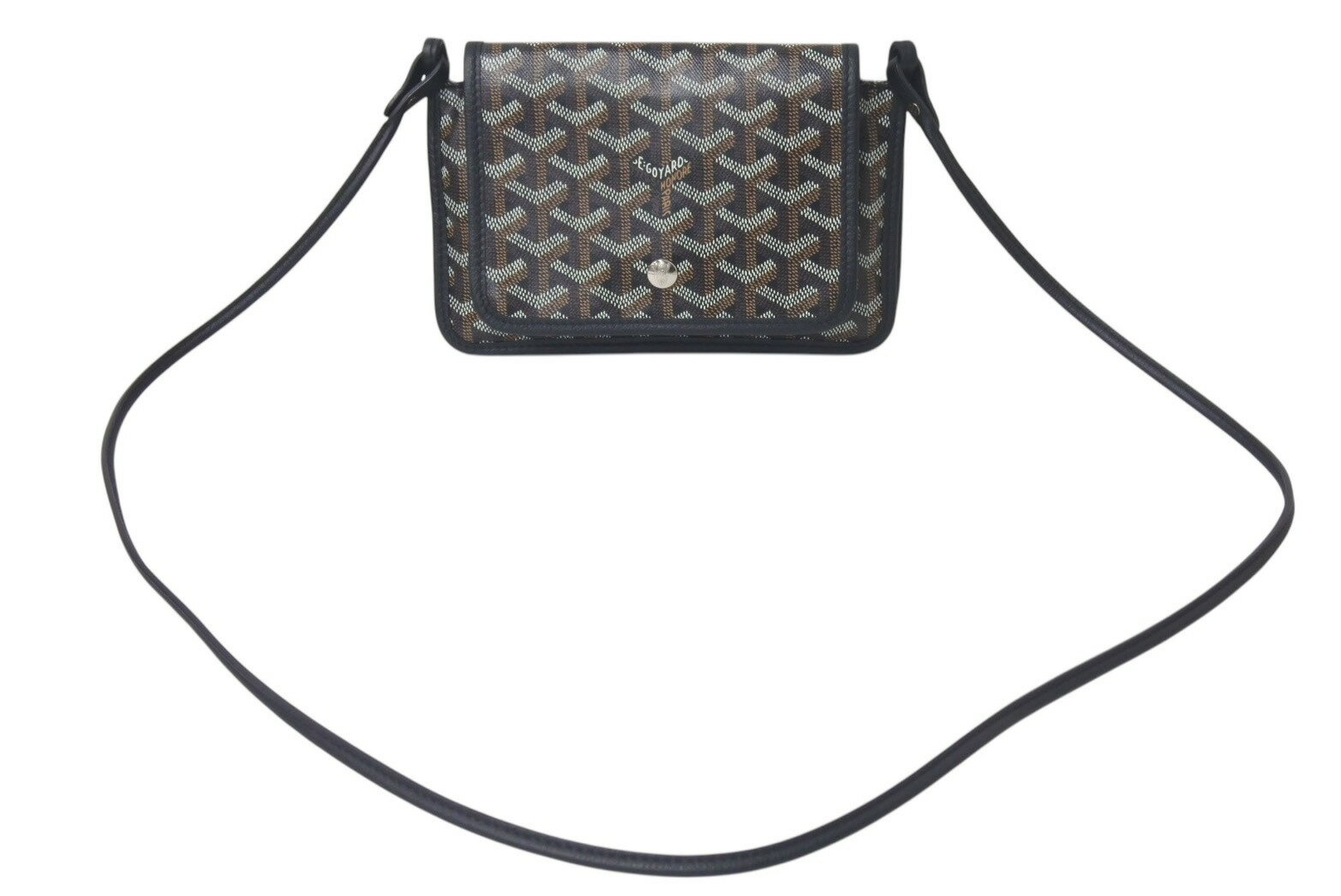 極美品 GOYARD ゴヤール プリュメ ショルダーバッグ レザー PVC ブラックシルバー金具中古 4c075713