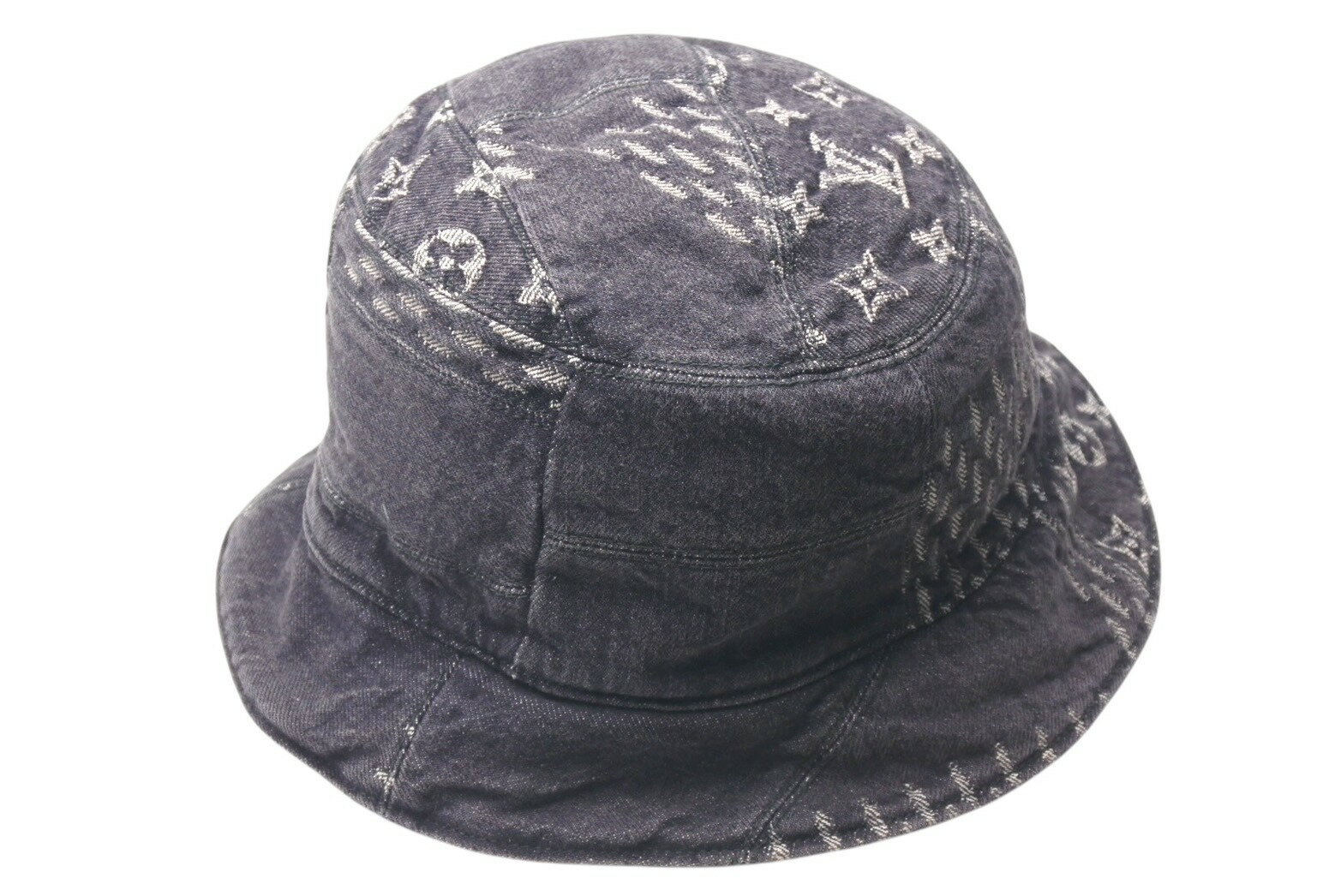 極美品 LOUIS VUITTON ルイヴィトン ハット MP2746 NIGO ボネ・ダミエ ジャイアントウェーブ モノグラム ブラック サイズ60 中古 4c075910