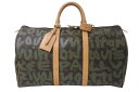 極美品 LOUIS VUITTON ルイヴィトン モノグラム グラフィティ キーポル50 M92196 ブラウン カーキ ゴールド金具 中古 4c076091