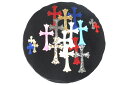 新品同様 CHROME HEARTS クロムハーツ マルチクロスパッチクッション インテリア リバーシブル レザー 牛革 中古 4c076093