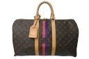 LOUIS VUITTON ルイヴィトン キーポル45 ボストンバッグ M41428 イニシャル入り モノグラム ブラウン PVC ヌメ革 レザー 中古 4c0...