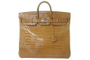 新品同様 HERMES エルメス ハンドバッグ オータクロア50 ベージュロゼ ポロサス シルバー金具 ◻︎Q刻印 中古 4c0763...