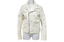 極美品 CHROME HEARTS クロムハーツ クリティン ライダースジャケット クロスボール ホースレザー シルバー925 ホワイト 中古 4c076708