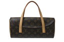 極美品 LOUIS VUITTON ルイヴィトン モノグラム ソナチネ ハンドバッグ M51902 PVCコーティングキャンバス ヌメ革 ブラウン 中古 4c076598(4)
