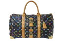 極美品 ルイヴィトン LOUIS VUITTON キーポル45 ボストンバッグ ブラック 村上隆 マルチカラー ブラック M92640 中古 4b000067