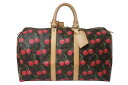新品同様 LOUIS VUITTON ルイヴィトン キーポル45 ボストンバッグ M95011 モノグラムチェリー 村上隆 PVC レザー 中古 4b00031...
