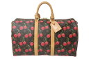 極美品 LOUIS VUITTON ルイヴィトン キーポル 45 モノグラムチェリー 村上隆 ボストンバッグ ハンドバッグ レッド M95011 中古 4b00...