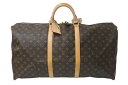 極美品 LOUIS VUITTON ルイヴィトン キーポル60 ボストンバッグ M41422 モノグラム PVC レザー ブラウン 中古 4b000794