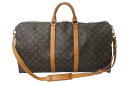 LOUIS VUITTON ルイヴィトン キーポルバンドリエール55 M41414 モノグラム PVC ヌメ革 ブラウン 美品 中古 4b001248(4)