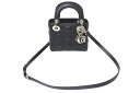 ChristianDior クリスチャンディオール レディディオール ミニ カナージュ 2WAY ハンドバッグ ブラック ラムスキン シルバー金具 美品 中古 ...