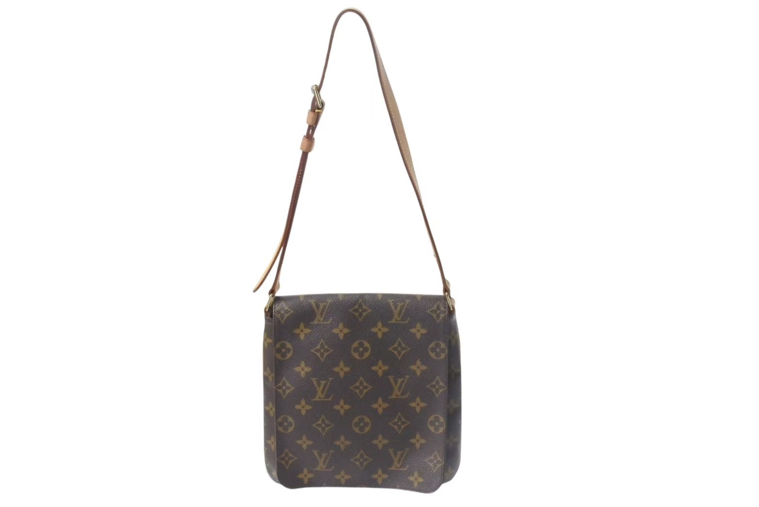 LOUIS VUITTON ルイヴィトン モノグラム ミュゼットサルサ ショルダーバッグ M51258 ブラウン PVC ヌメ革 ゴールド金具 美品 中古 4b001206(4)