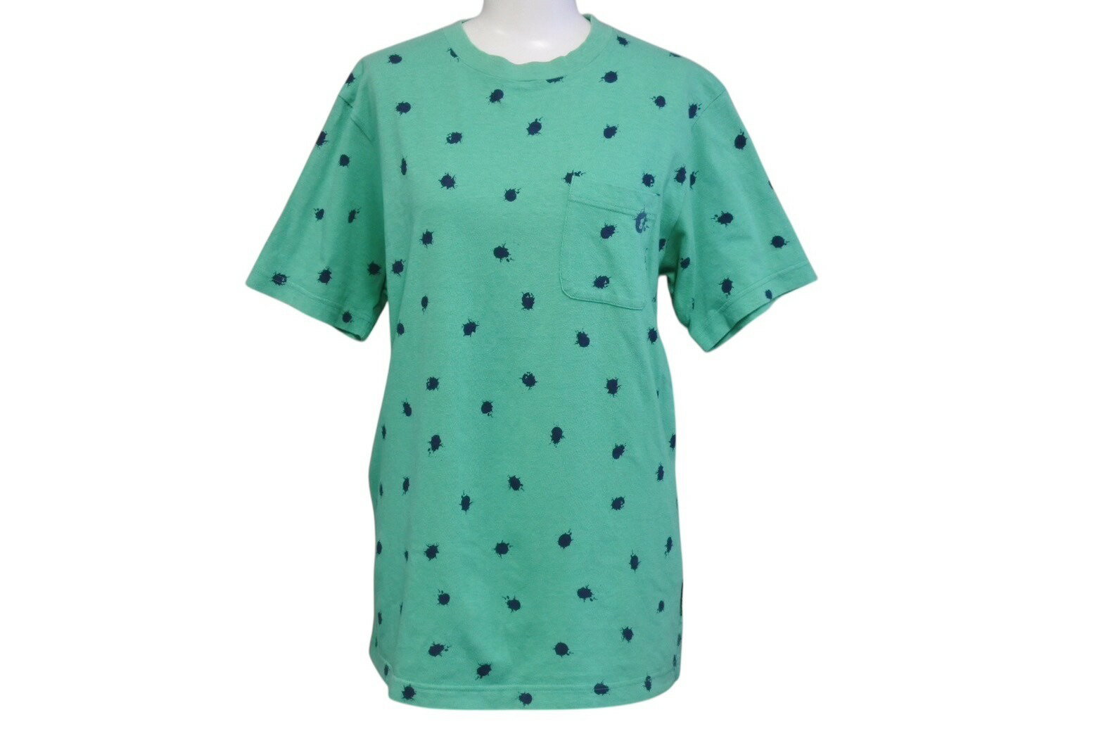 GOOD ENOUGH グッドイナフ G Logo ポケットTシャツ ロゴ 90s ペイント総柄 グリーン サイズM コットン 美品 中古 4b001423