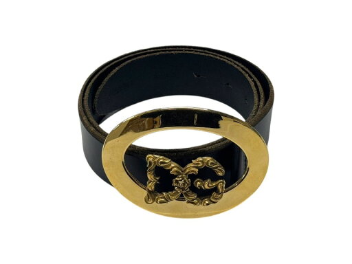 DOLCE&GABBANA ドルチェアンドガッバーナ ベルト D&G ロゴバックル ブラック ゴールド レザー 中古 4b001623 DOLCE&GABBANA ドルチェアンドガッバーナ ベルト D&G ロゴバックル ブラック ゴールド レザー 中古 4b001623