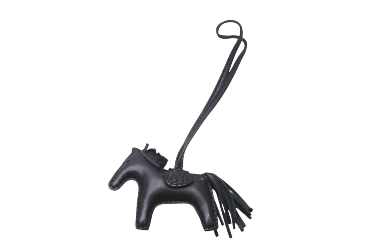 極美品 HERMES エルメス ロデオチャームタッチPM アクセサリー Y刻印 アニョーミロ アリゲーターマット ブラック 中古 4b001783