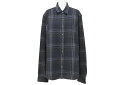 CHROME HEARTS クロムハーツ LOOSE END 長袖シャツ サイズL チェック柄 クロスボールボタン CHクロスレザーパッチ チャコール系 美品 中古 4b001886