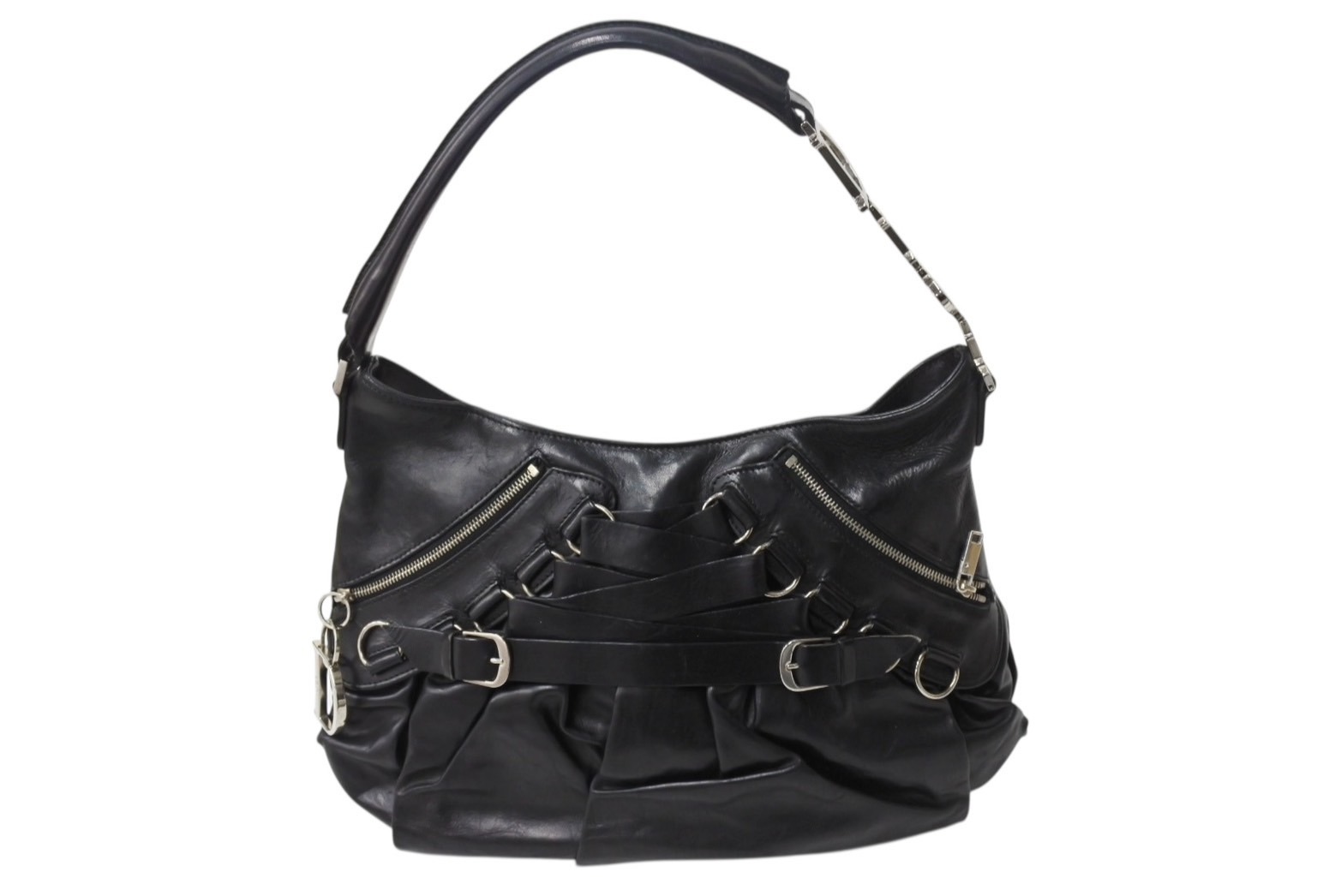 Christian Dior クリスチャン ディオール ガリアーノ期 オールレザー ワンショルダーバッグ ブラック 美品 中古 4b001872