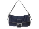 FENDI フェンディ マンマバケット ワンショルダーバッグ 26425 デニム レザー ネイビー シルバー金具 美品 中古 4b002120ff
