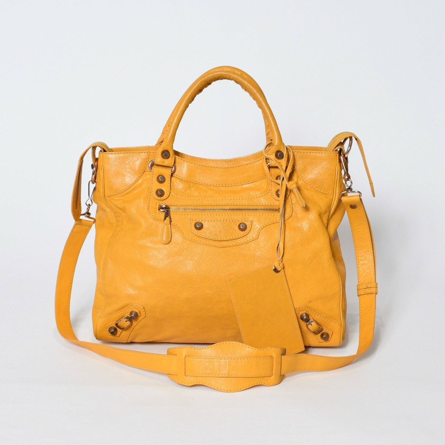 Rakuten - BALENCIAGA バレンシアガ ミニシティ ショルダーバッグ 300295 イエロー レザー シャンパンゴールド金具 美品 中古 4b013536