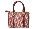 Christian Dior クリスチャンディオール ハンドバッグ カバン スピーディ 25cm ボストン トロッター レッド ジャガード 美品 中古 4b002543(4)