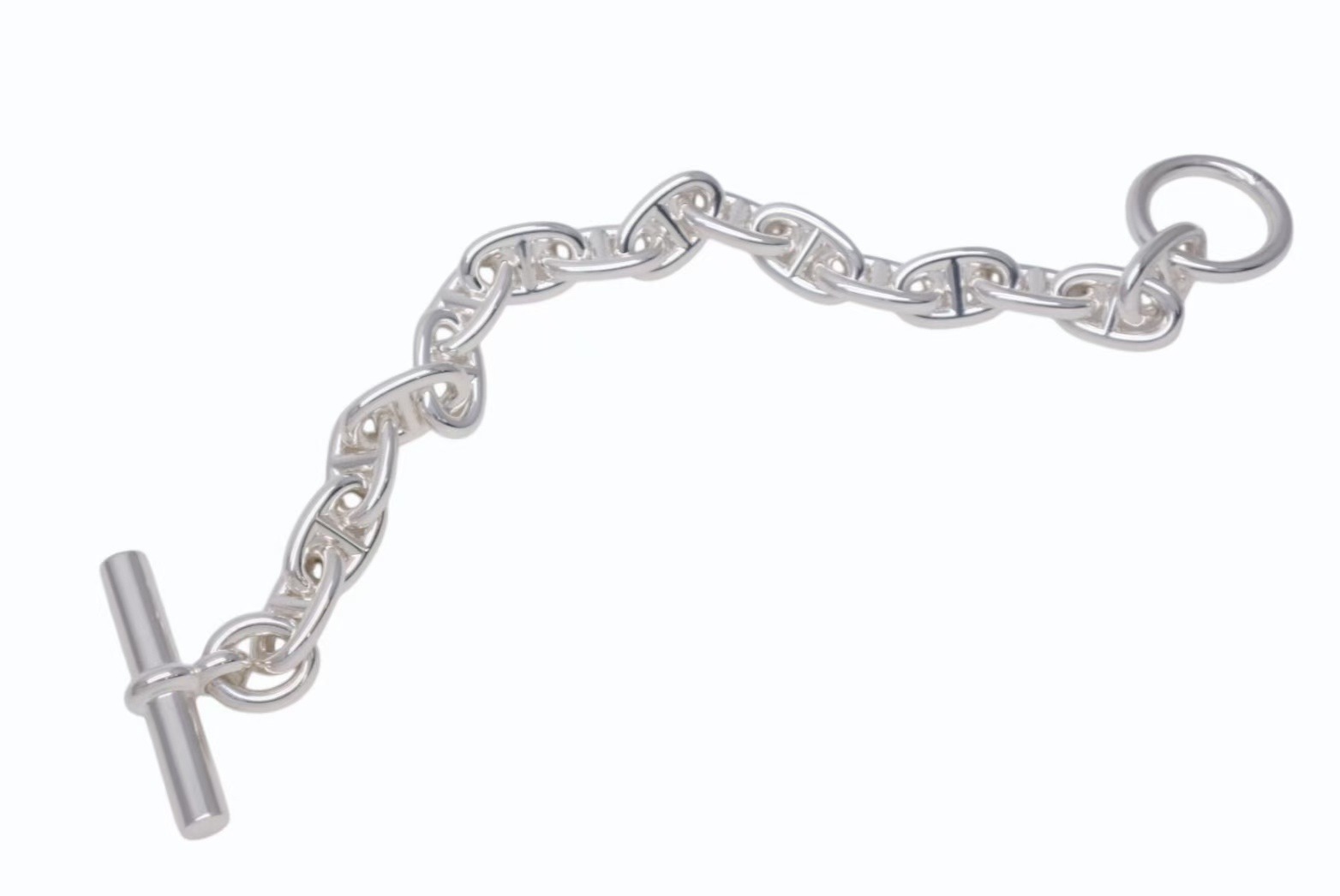 新品未使用 HERMES エルメス シェーヌダンクルMM ブレスレット 23G102353 フランス製 16コマ シルバー925 55.8g 中古 4b002471