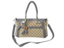 GUCCI グッチ 2WAYバッグ ハンドバッグ ショルダーバッグ 282300 204991 GGキャンバス ベージュ グレー ゴールド金具 良品 中古 4b002635