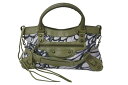 BALENCIAGA バレンシアガ 花柄 The City ザシティ 2WAY ハンドバッグ レザー ナイロン グリーン ワンショルダー 良品 中古 4b003730