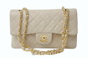 CHANEL シャネル マトラッセ23 Wフラップ Wチェーンショルダーバッグ 2番台 ラムスキン ココマーク ベージュ ゴールド金具 美品 中古 4b0041...
