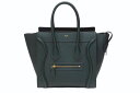 極美品 CELINE セリーヌ ラゲージ マイクロショッパー ハンドバッグ イタリア製 レザー ダークグリーン ゴールド金具 中古 4b004197(4)