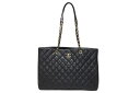 CHANEL シャネル ココマーク マトラッセライン チェーントートバッグ ラージ A91046 23番台 キャビアスキン ブラック ゴールド金具 美品 中古 ...