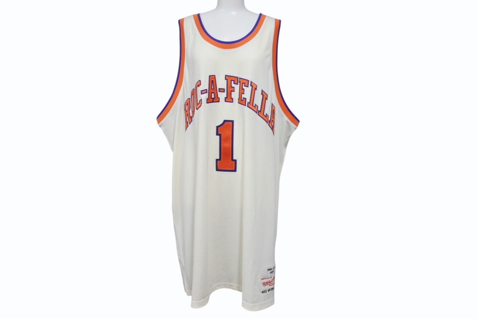 MITCHELL & NESS ミッチェル&ネス ノースリーブ JAY-Z ROC-A-FELLA NY RN#106371 ナイロン ホワイト ブルー オレン...