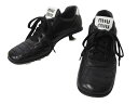 MIU MIU ミュウミュウ 21SS Heel Leather Sneaker ヒールレザースニーカー ミッドヒール ナッパレザー ブラック サイズ37 1/...