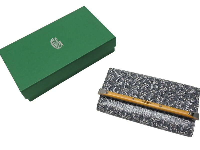 新品未使用 GOYARD ゴヤール モンテカルロ ミニケース ミニバッグ ゴヤールディンキャンバス ヴォーゼルカーフスキン グレー 中古 4b004898
