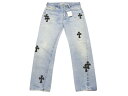 新品未使用 CHROME HEARTS クロムハーツ クロスパッチ デニム パンツ リーバイス LEVI`S 501 オーダー サイズ31 ブルー 中古 4b005058