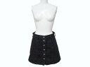 CHROME HEARTS クロムハーツ デニムスカート サイズM クロスボールボタン シルバ-925 ブラック 美品 中古 4b005222
