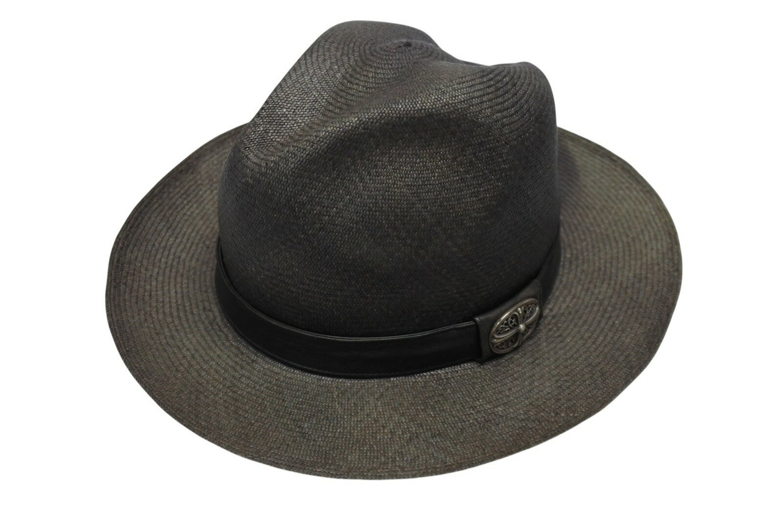 CHROME HEARTS クロムハーツ オーバルクロス ガスリンガー レザー ストローハット 帽子 サイズM 58.5cm 良品 中古 4b006244