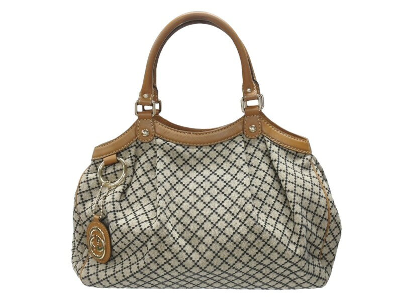 GUCCI - 極美品 GUCCI グッチ ディアマンテ スーキー 2WAYバッグ 211944 001013 イタリア製 ベージュ ブラウン ゴールド金具 中古 4b007252