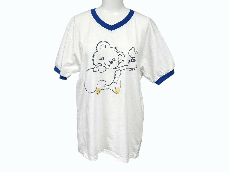 新品未使用 KAPITAL キャピタル 20/-天竺 VネックリンガーT(リトルベア&ハーモニーpt) Tシャツ K2502SC017 ブルー サイズ2 中古 4b007553