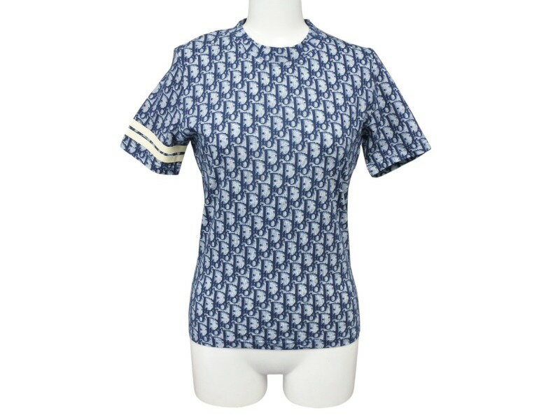 乐天商城 - CHRISTIAN DIOR クリスチャンディオール 半袖Tシャツ 2P12155050 サイズ36 トロッター柄 ネイビー ガリアーノ期 美品 中古 4b007615