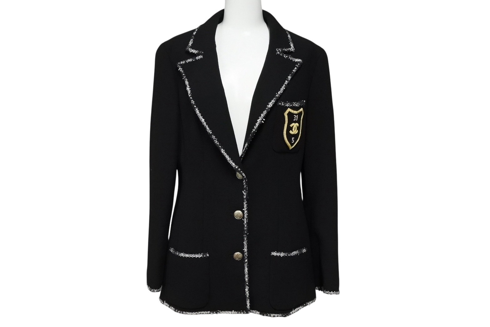 極美品 CHANEL シャネル プラダを着た悪魔 カールラガーフェルド期 ココマーク テーラードジャケット ブラック サイズ38 P24952V12963 中古...