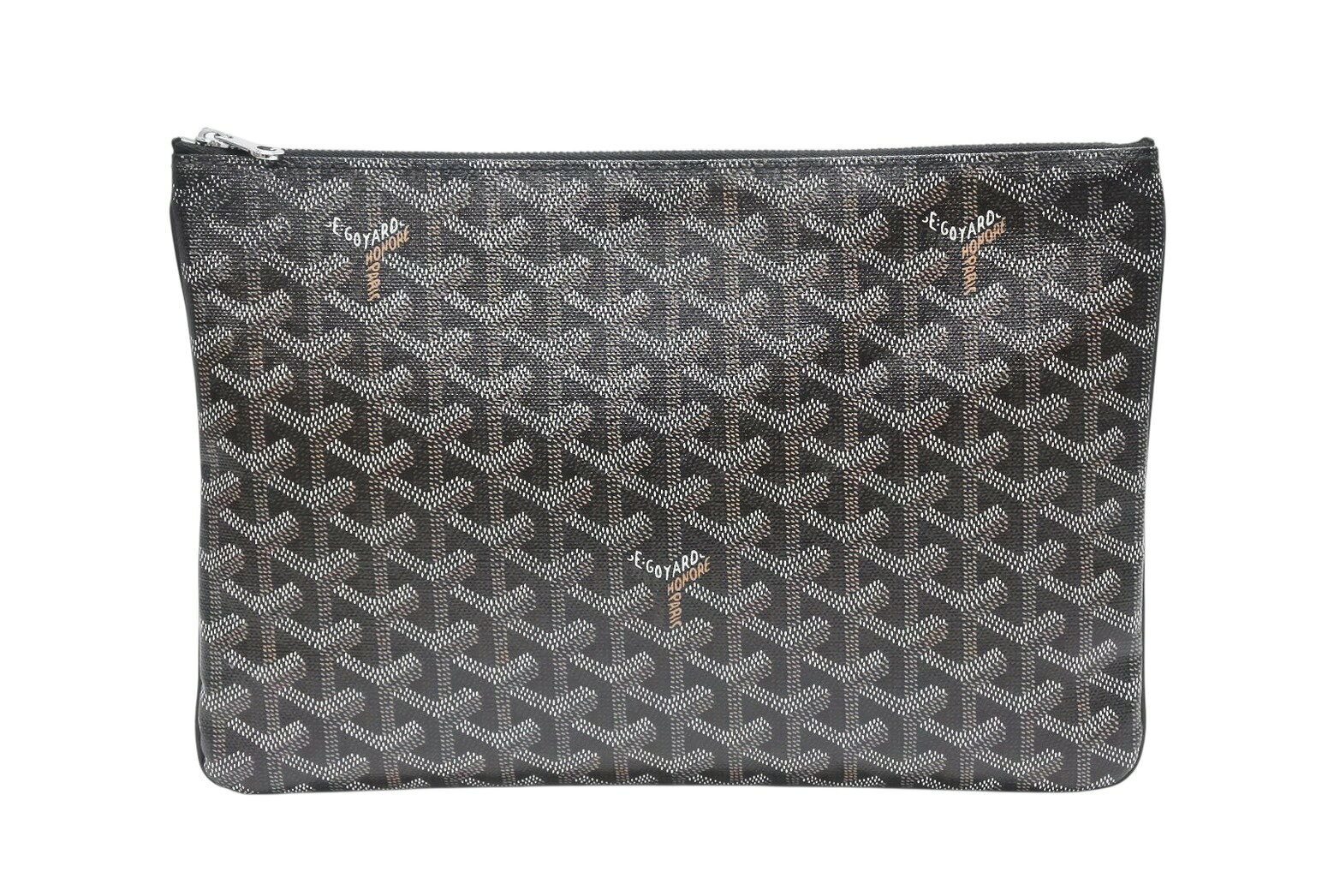 極美品 GOYARD ゴヤール セナMM クラッチバッグ ヘリンボーン柄 ブラック ブラウン PVC ...