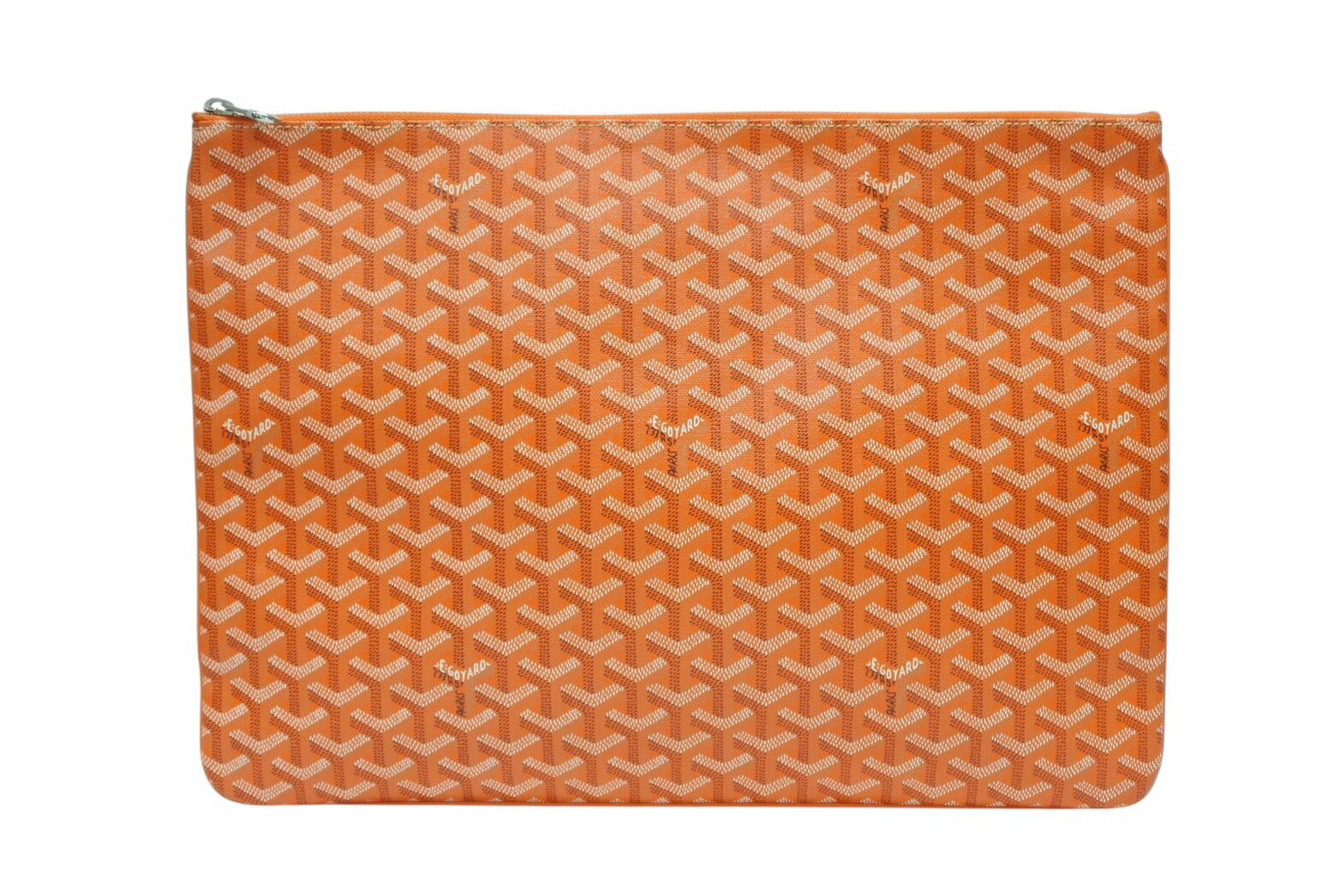 極美品 GOYARD ゴヤール セナGM クラッチバッグ オレンジ ゴヤールディンキャンバス シルバー金具 中古 4b008873