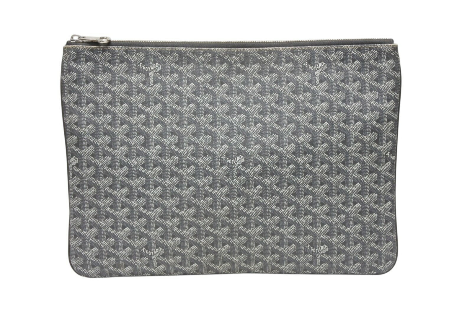 GOYARD ゴヤール セナMGM クラッチバッグ ゴヤールディンキャンバス グレー フランス製 シルバー金具 美品 中古 4b008874
