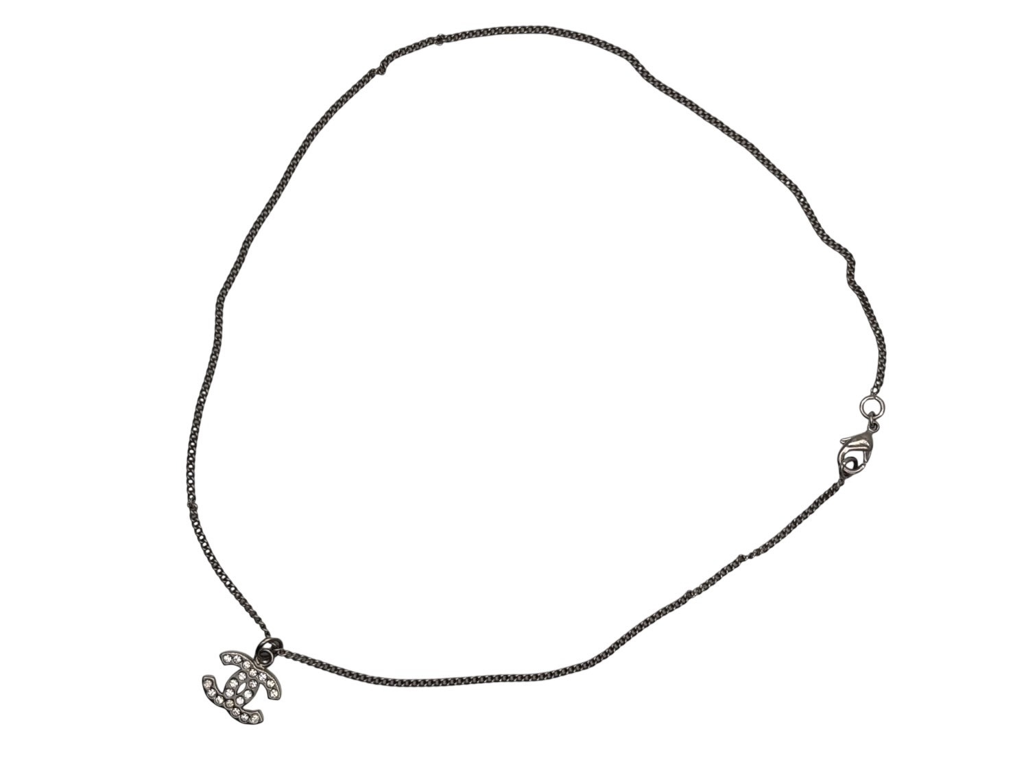 Boulder - 極美品 CHANEL シャネル ラインストーン ココマーク ネックレス 09V刻印 重量5.0g シルバー金具 中古 4b007577