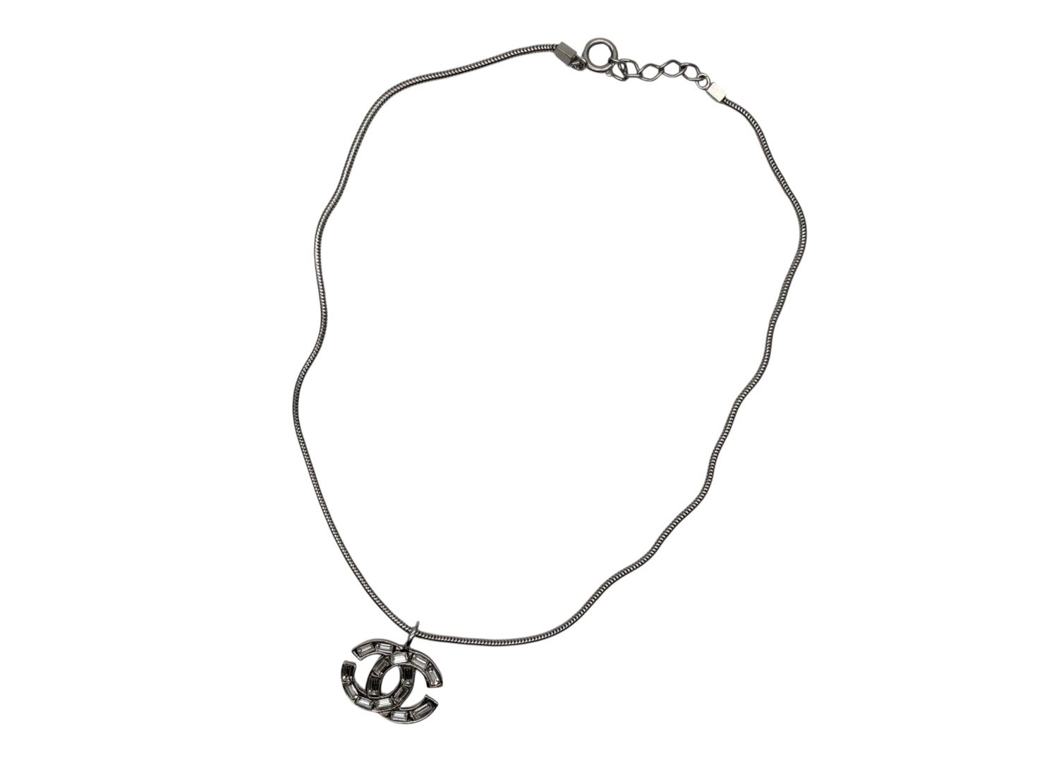 乐天商城 - 極美品 CHANEL シャネル ラインストーン ココマーク ネックレス 01P刻印 重量10.0g シルバー金具 中古 4b007583
