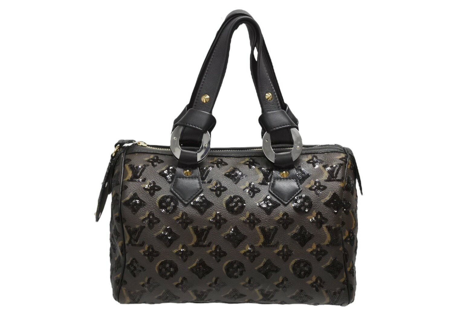 極美品 LOUIS VUITTON ルイヴィトン スピーディ30 ハンドバッグ モノグラム エクリプス スパンコール M40243 中古 4b009073